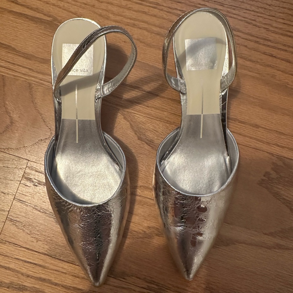 Dolce Vita silver crackled leather heels BNIB